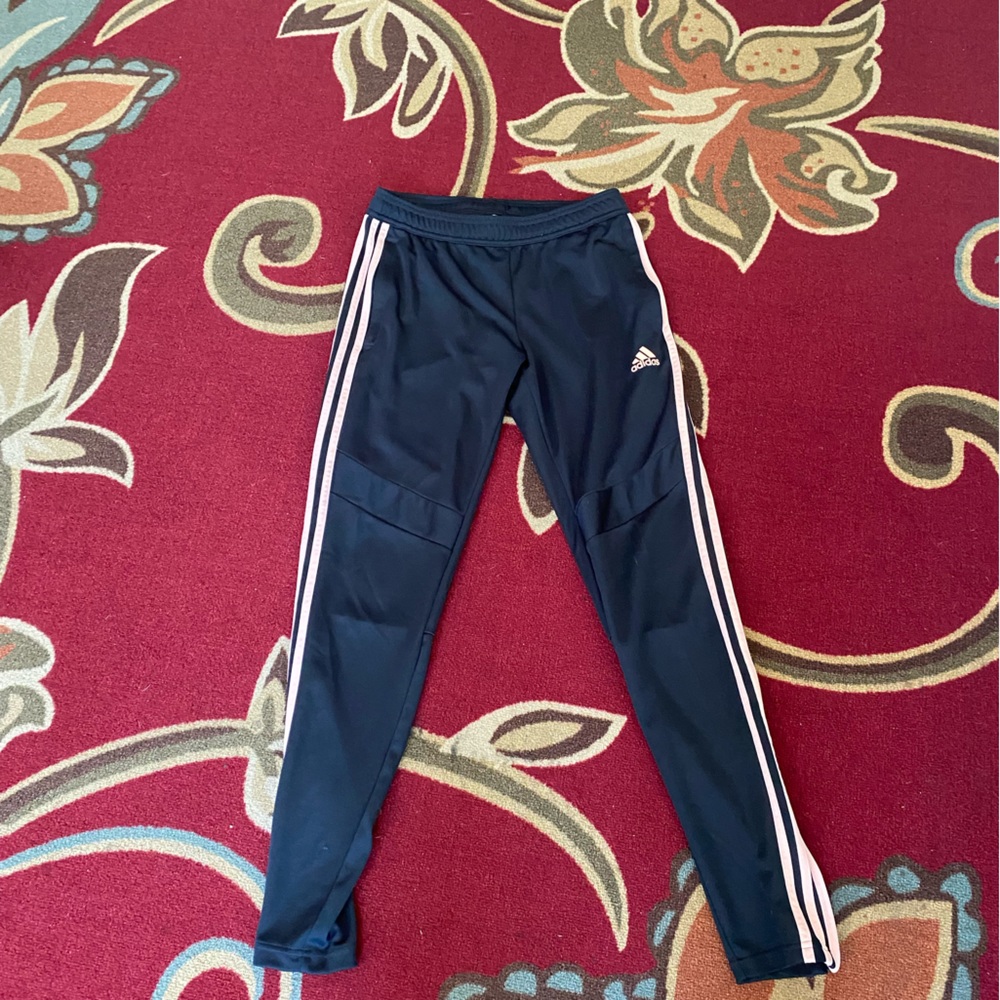 Woman’s Black with Pink Stripes Adidas Sweatpants S